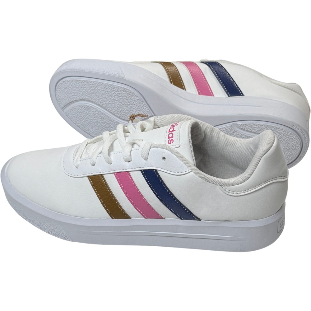 Adidas Court Platform Shoes / Sneakers - NEW Womens 8.5 Vanilla / Wht #47751-ZZ1 - Picture 2 of 5